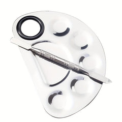 Makeup Mixing Palette Spatula Kit Stainless Steel Metal Mixing Tray With Spatula