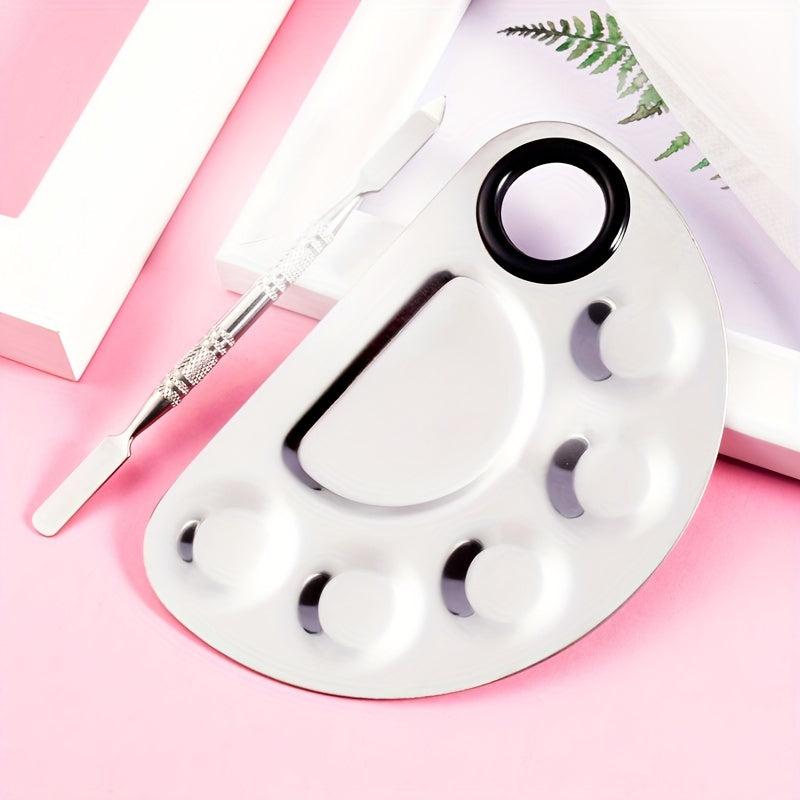 Makeup Mixing Palette Spatula Kit Stainless Steel Metal Mixing Tray With Spatula