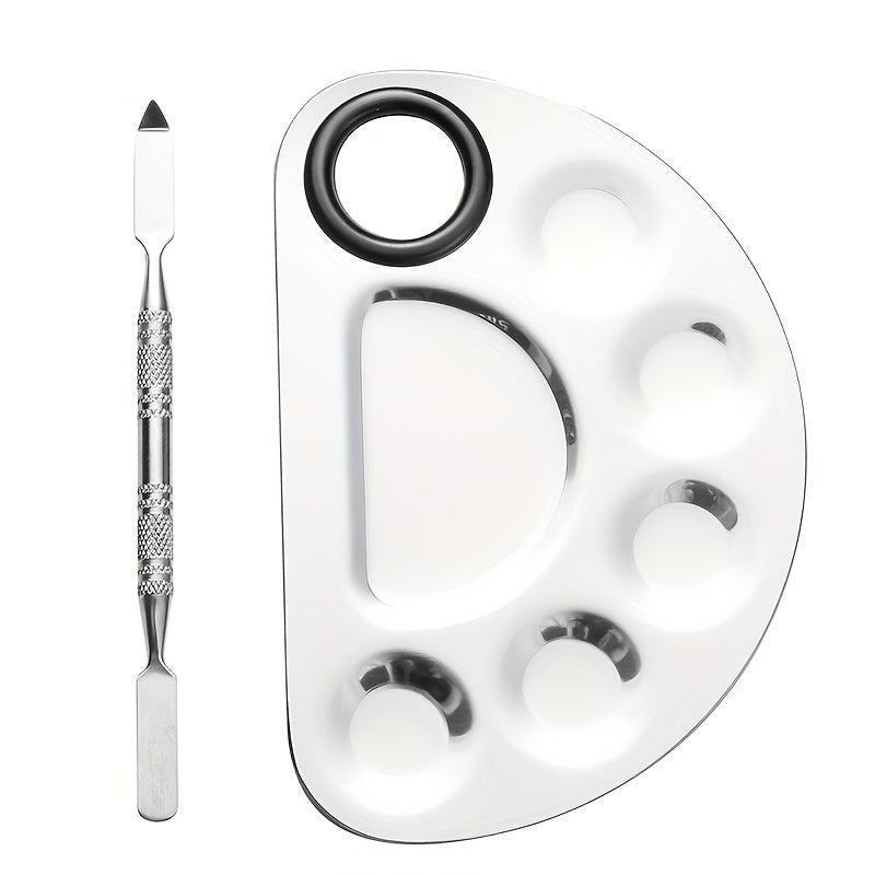 Makeup Mixing Palette Spatula Kit Stainless Steel Metal Mixing Tray With Spatula