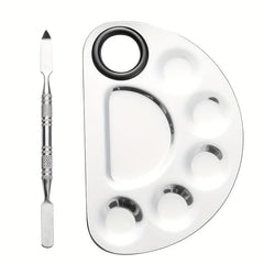 Makeup Mixing Palette Spatula Kit Stainless Steel Metal Mixing Tray With Spatula