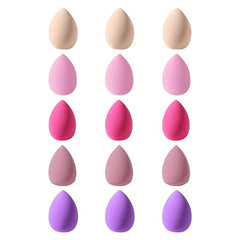 15pcs Mini Makeup Sponge Set for Wet and Dry Use - Ideal for Beginners