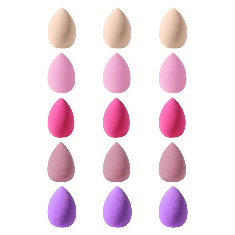 15pcs Mini Makeup Sponge Set for Wet and Dry Use - Ideal for Beginners