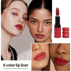 6 Shade Velvet Matte Lipstick Set Non Staining Non Fading Long Lasting