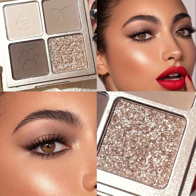 Shimmer Glitter Eyeshadow Palette Smoky Brown Pink Highlighter
