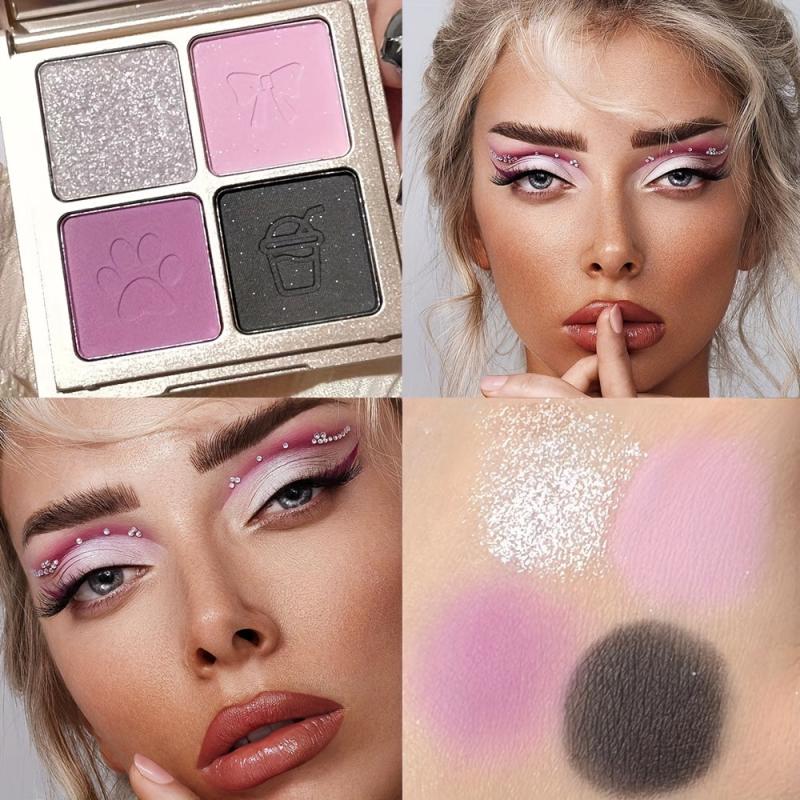 Shimmer Glitter Eyeshadow Palette Smoky Brown Pink Highlighter