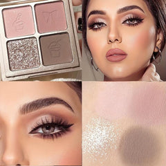 Shimmer Glitter Eyeshadow Palette Smoky Brown Pink Highlighter