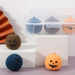 3 Pcs Halloween Makeup Sponge Pumpkin Shaped Beauty Foundation Mixing Sponge