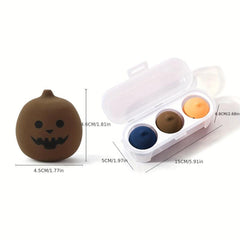 3 Pcs Halloween Makeup Sponge Pumpkin Shaped Beauty Foundation Mixing Sponge