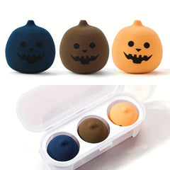 3 Pcs Halloween Makeup Sponge Pumpkin Shaped Beauty Foundation Mixing Sponge