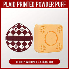 XL Plaid Print Makeup Puff with Portable Case - Wet Dry Makeup Tool