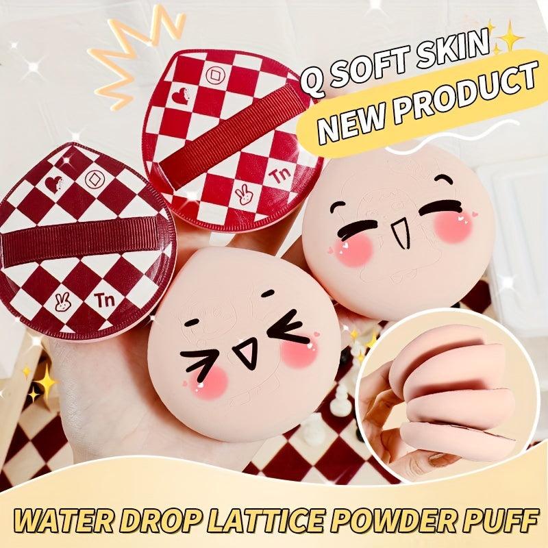 XL Plaid Print Makeup Puff with Portable Case - Wet Dry Makeup Tool