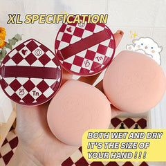 XL Plaid Print Makeup Puff with Portable Case - Wet Dry Makeup Tool