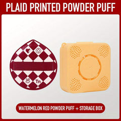 XL Plaid Print Makeup Puff with Portable Case - Wet Dry Makeup Tool