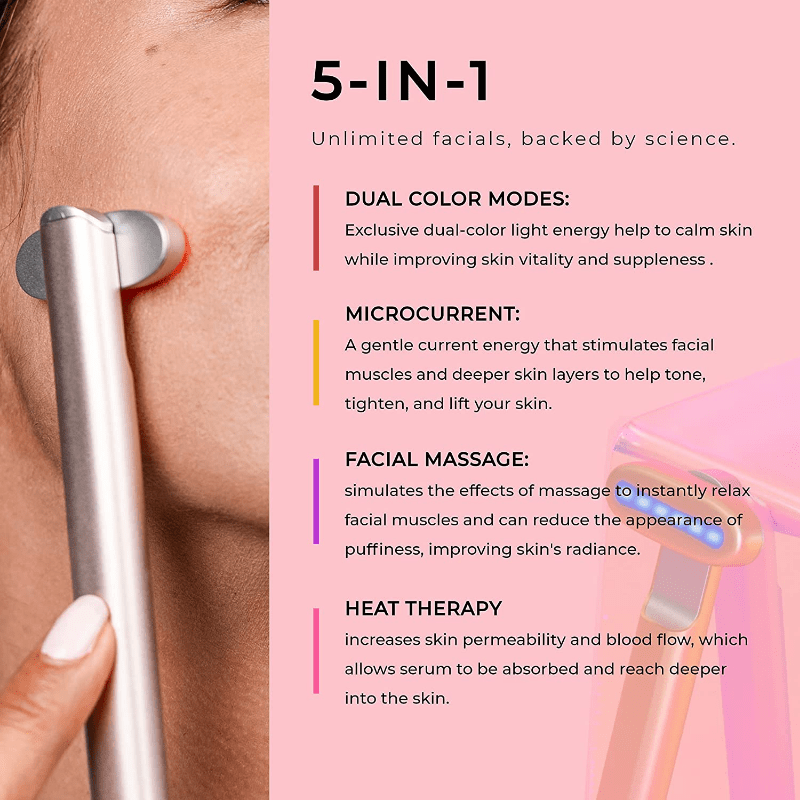5-in-1 Dual Facial Wand for Face and Neck Microcurrent Device
