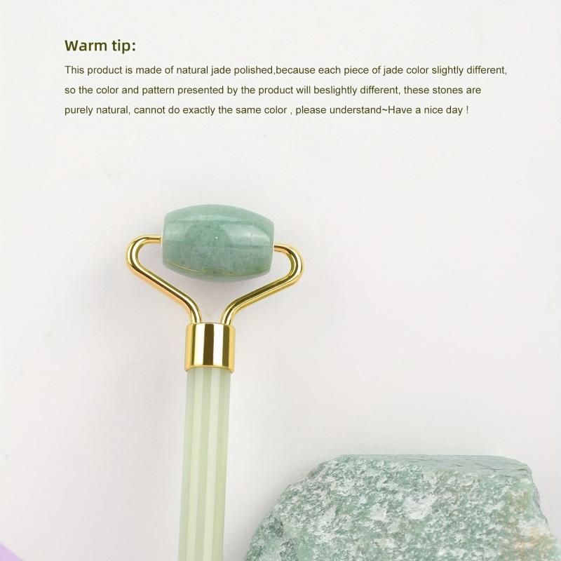 Natural Jade Roller For Face Massager Acrylic Handle Men Women Green