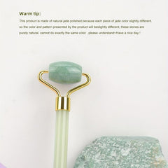 Natural Jade Roller For Face Massager Acrylic Handle Men Women Green