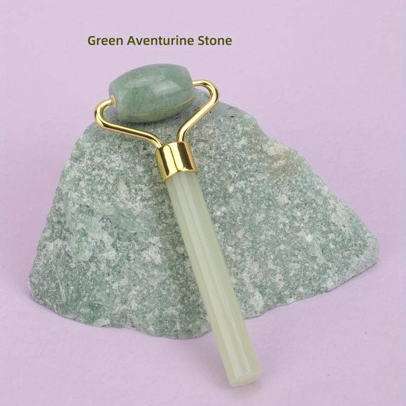 Natural Jade Roller For Face Massager Acrylic Handle Men Women Green