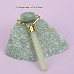 Natural Jade Roller For Face Massager Acrylic Handle Men Women Green