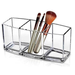 Clear Acrylic 3-Grid Makeup Organizer for Lipstick and Nail Polish Storage
