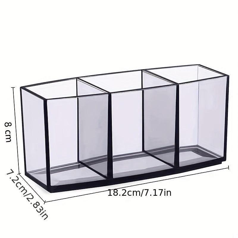 Clear Acrylic 3-Grid Makeup Organizer for Lipstick and Nail Polish Storage