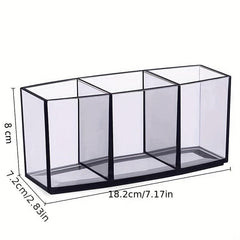 Clear Acrylic 3-Grid Makeup Organizer for Lipstick and Nail Polish Storage