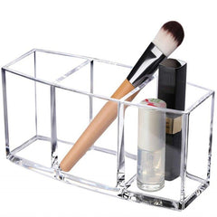 Clear Acrylic 3-Grid Makeup Organizer for Lipstick and Nail Polish Storage