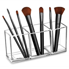 Clear Acrylic 3-Grid Makeup Organizer for Lipstick and Nail Polish Storage