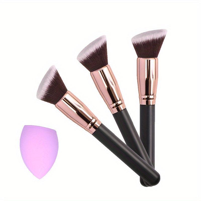 Kabuki Foundation Brush & Makeup Sponge Set - Face Makeup Beauty Tool