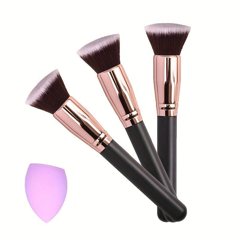 Kabuki Foundation Brush & Makeup Sponge Set - Face Makeup Beauty Tool