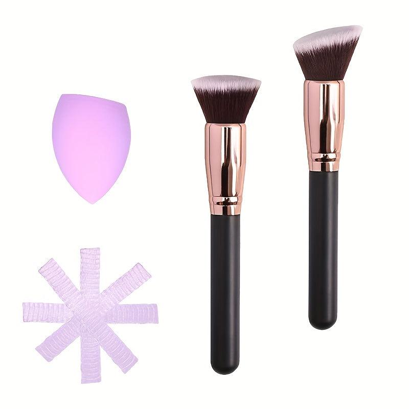Kabuki Foundation Brush & Makeup Sponge Set - Face Makeup Beauty Tool