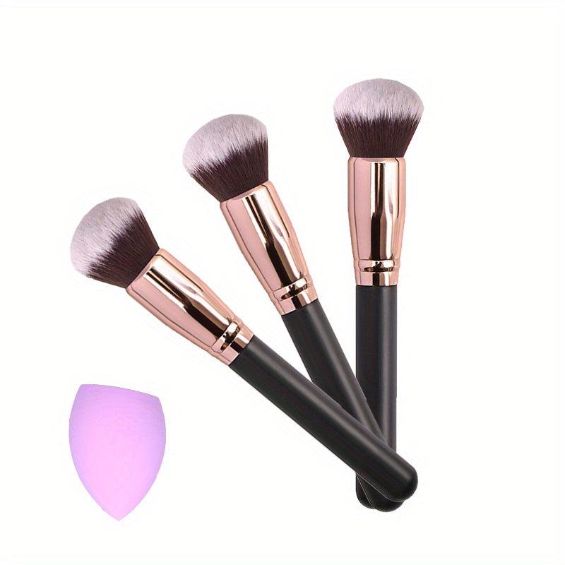 Kabuki Foundation Brush & Makeup Sponge Set - Face Makeup Beauty Tool
