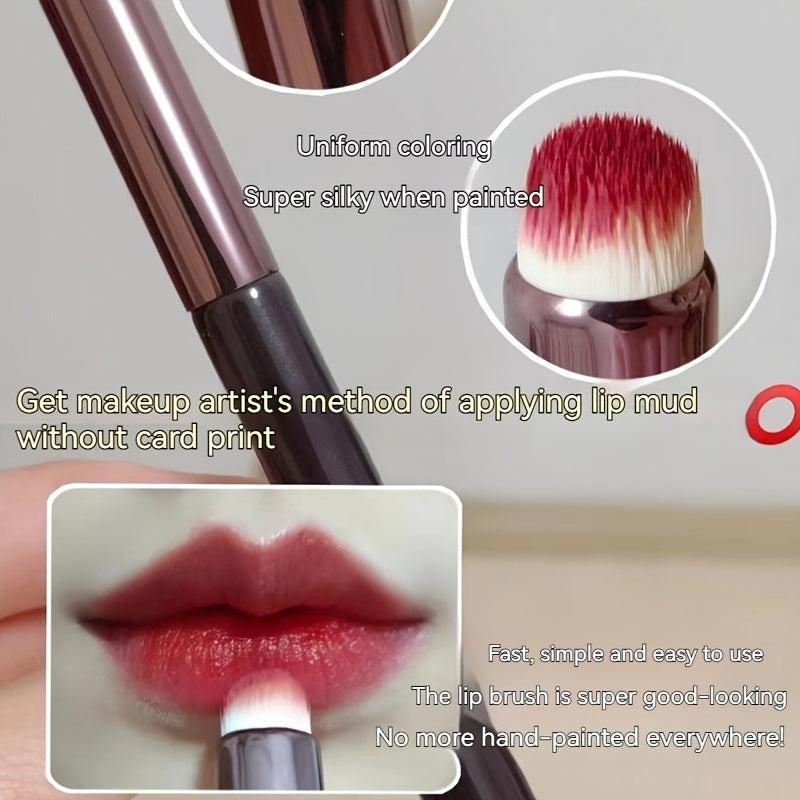 Portable Lip Brush Round Head Synthetic Soft Bristles Makeup Tool