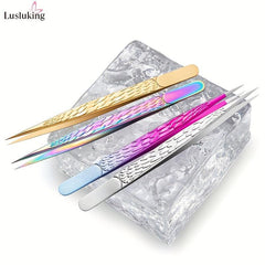 4pcs Stainless Steel Eyelash Extension Tweezers High Precision Straight Lash