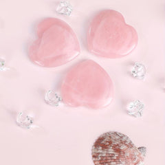 40mm Natural Rose Quartz Massage Stone Healing Crystal Heart Love Shape