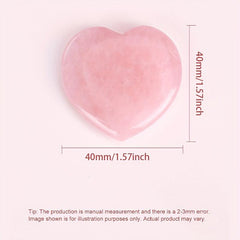 40mm Natural Rose Quartz Massage Stone Healing Crystal Heart Love Shape