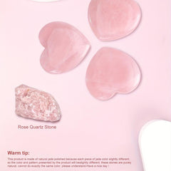 40mm Natural Rose Quartz Massage Stone Healing Crystal Heart Love Shape