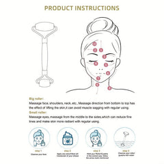 Jade Stone Facial Roller - Reduce Puffiness, Muscle Tension, Improve Elasticity