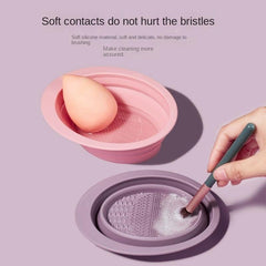 Makeup Brushes Cleaner Mat Silicone Cleaning Pad & Bowl Scrubber