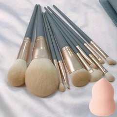 10pcs Makeup Brush Set With Sponge & Cleaner Pad - Gift for Makeup