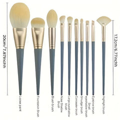 10pcs Makeup Brush Set With Sponge & Cleaner Pad - Gift for Makeup