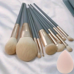 10pcs Makeup Brush Set With Sponge & Cleaner Pad - Gift for Makeup