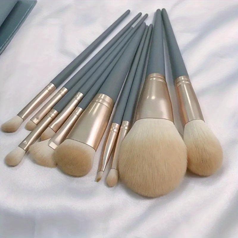 10pcs Makeup Brush Set With Sponge & Cleaner Pad - Gift for Makeup