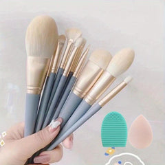 10PCs Makeup Brushes Set, 2PCs Velvet Powder Puff, 1PCs Makeup Sponge