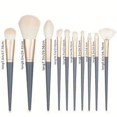 10PCs Makeup Brushes Set, 2PCs Velvet Powder Puff, 1PCs Makeup Sponge