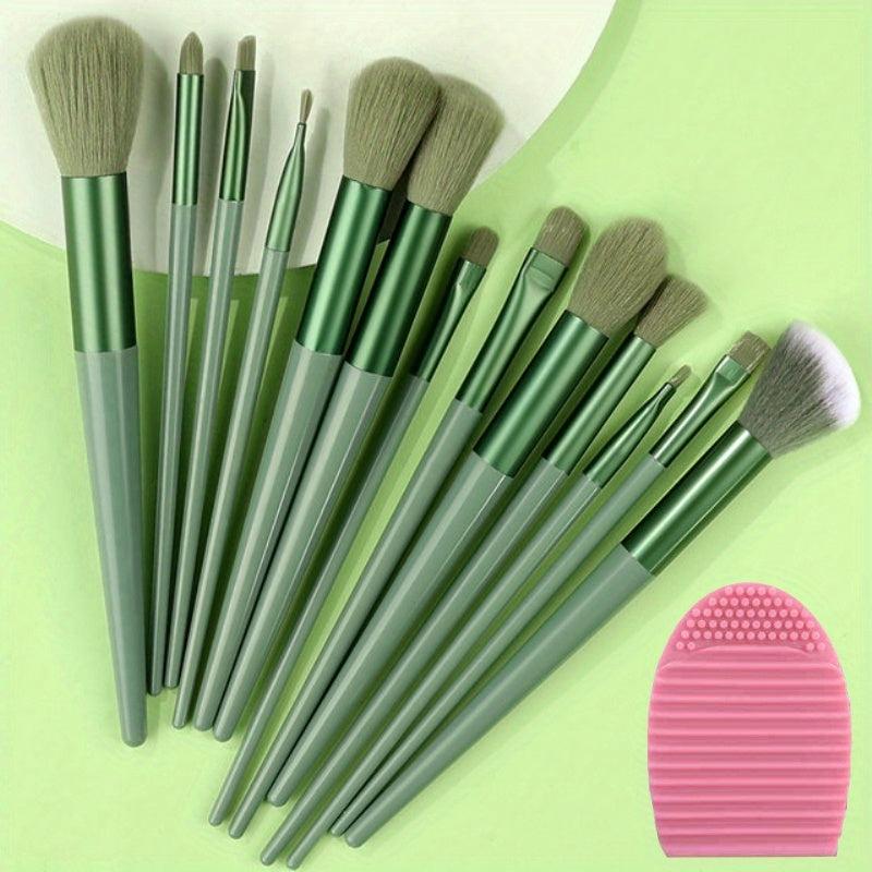 13pcs Makeup Brush Set with Cleaner Pad - Full Travel Kit