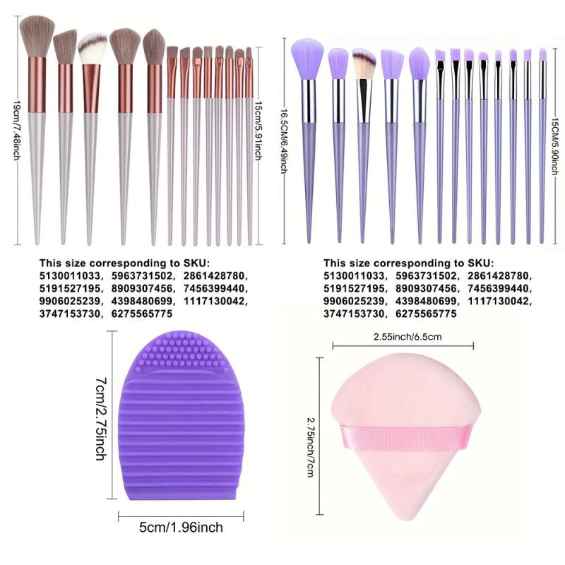 13pcs Makeup Brush Set with Cleaner Pad - Full Travel Kit