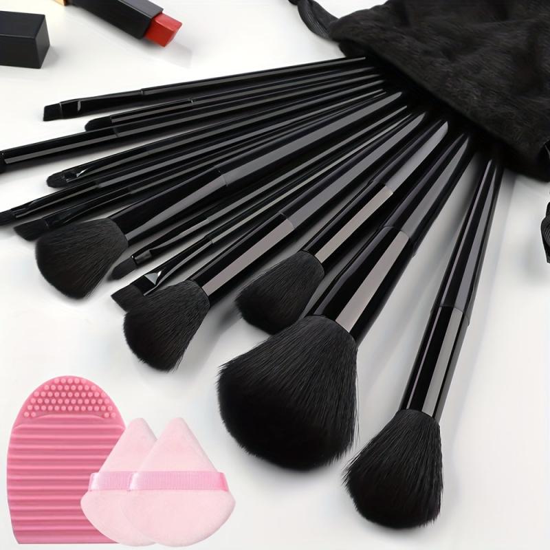 13pcs Makeup Brush Set with Cleaner Pad - Full Travel Kit