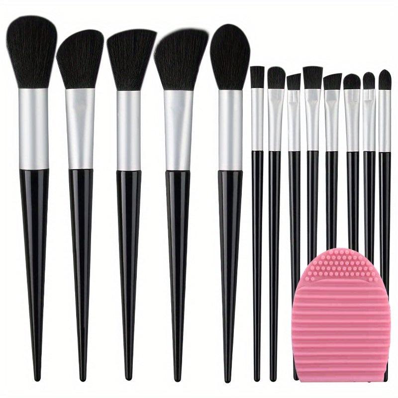 13pcs Makeup Brush Set with Cleaner Pad - Full Travel Kit