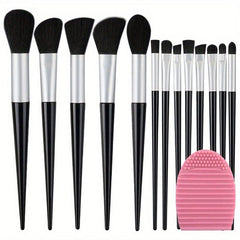 13pcs Makeup Brush Set with Cleaner Pad - Full Travel Kit