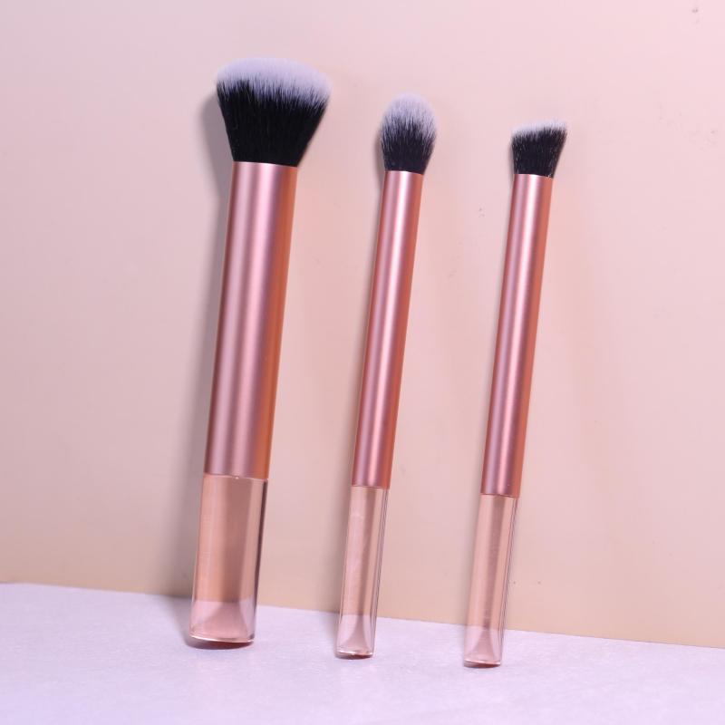 3pcs Soft Synthetic Hair Makeup Brush Kit for Beginner